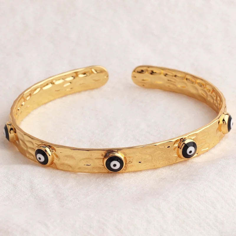 Women’s gold-plated evil eye crystal cuff bracelet