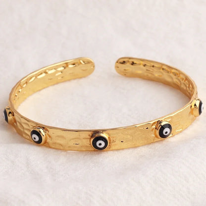 Women’s gold-plated evil eye crystal cuff bracelet