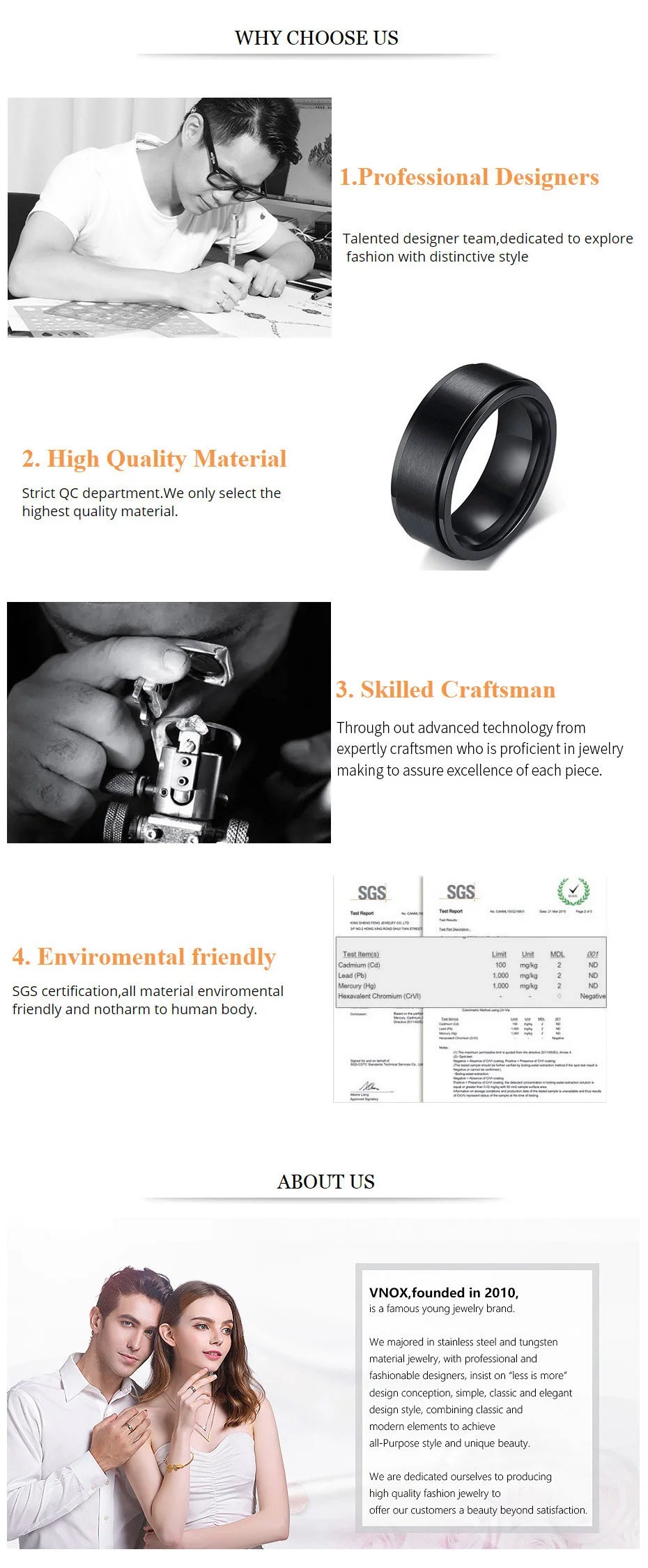 Bold Ring for Men with Stainless Steel Horus Cross Rhodium Plated 8mm