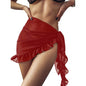 Women's Polyester Wrap Skirt With Tatting Edge Detailing And Tailored Tie Closure