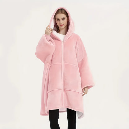 Wearable Blanket With Zipper Featuring Soft Cozy Texture And One Size Fits Most For Home Use