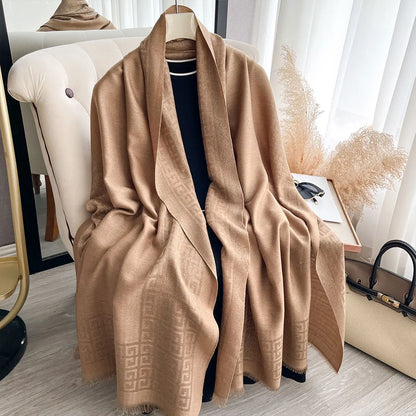Sun-Protective Hijab Scarf with Golden Thread Accents for Styling