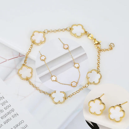 Silver Plated Rose Gold Clover Bracelet - Luxurious High Quality Jewelry for Women