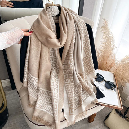 Sun-Protective Hijab Scarf with Golden Thread Accents for Styling