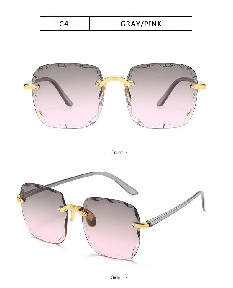Rimless Sunglasses Unisex Square UV400 Protection All Day Comfort