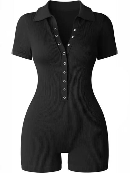 Breathable Collared Jumpsuit with Cinched Waist