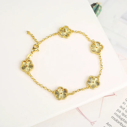 Silver Plated Rose Gold Clover Bracelet - Luxurious High Quality Jewelry for Women