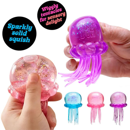 NeeDoh Jellyfish and Cube Plastic Squish Toy For Stress Relief and Sensory Play