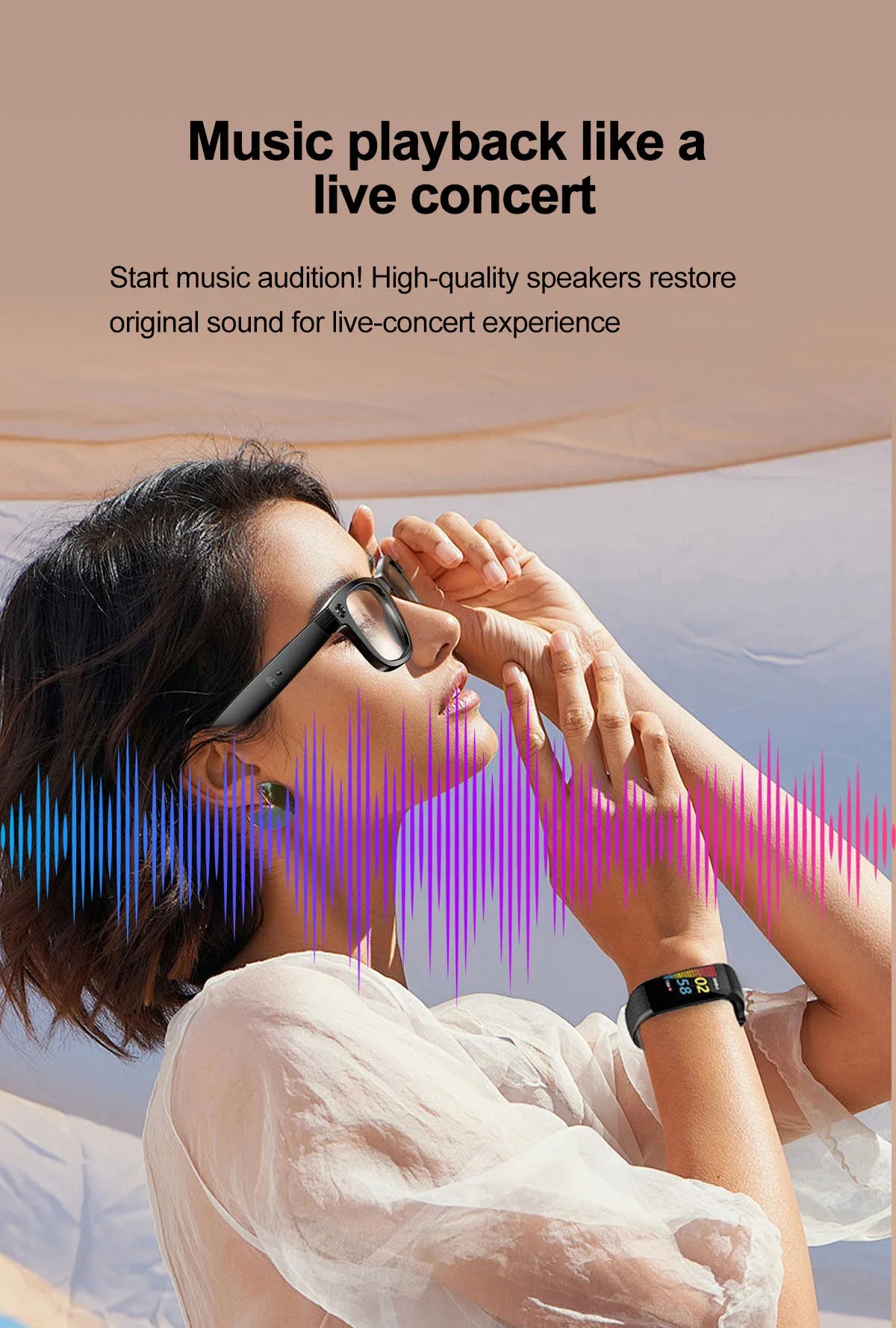 Smart Glasses  Recording Videos AI Photo Recognition Answer Translation 260mAh Large Battery IP65 Waterproof Bluetooth Glasses