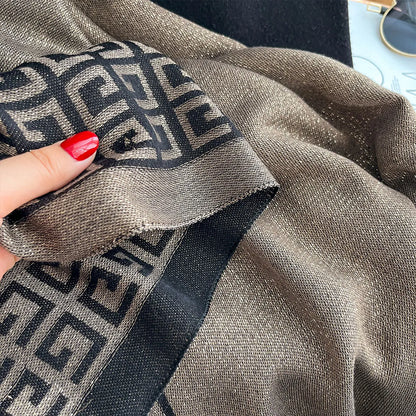 Sun-Protective Hijab Scarf with Golden Thread Accents for Styling