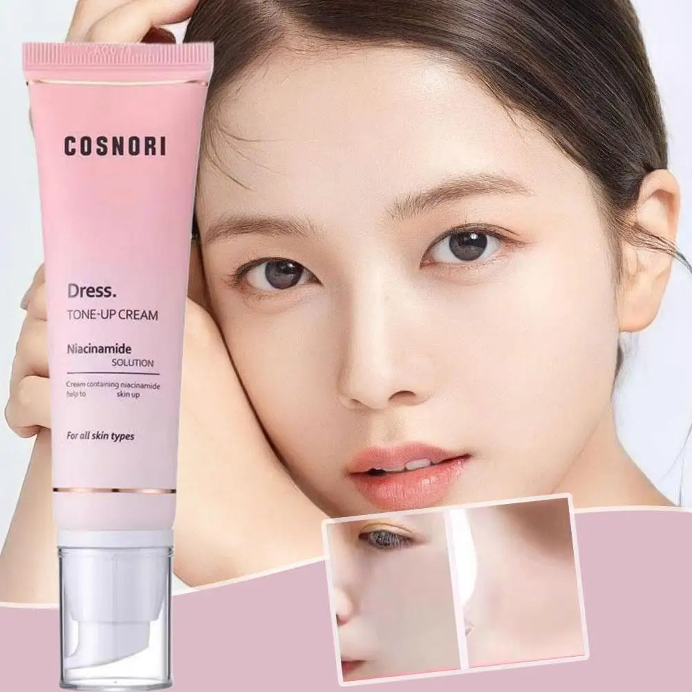 Tone up cream brightening makeup base daily moisturizer with niacinamide solution in a squeeze tube