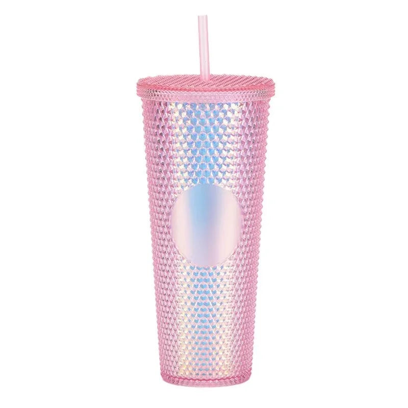 2026 Luxury Diamond Cold Cup Tumbler with Straw | Double Wall Iced Coffee Cup | Starbucks-Style Reusable Cup