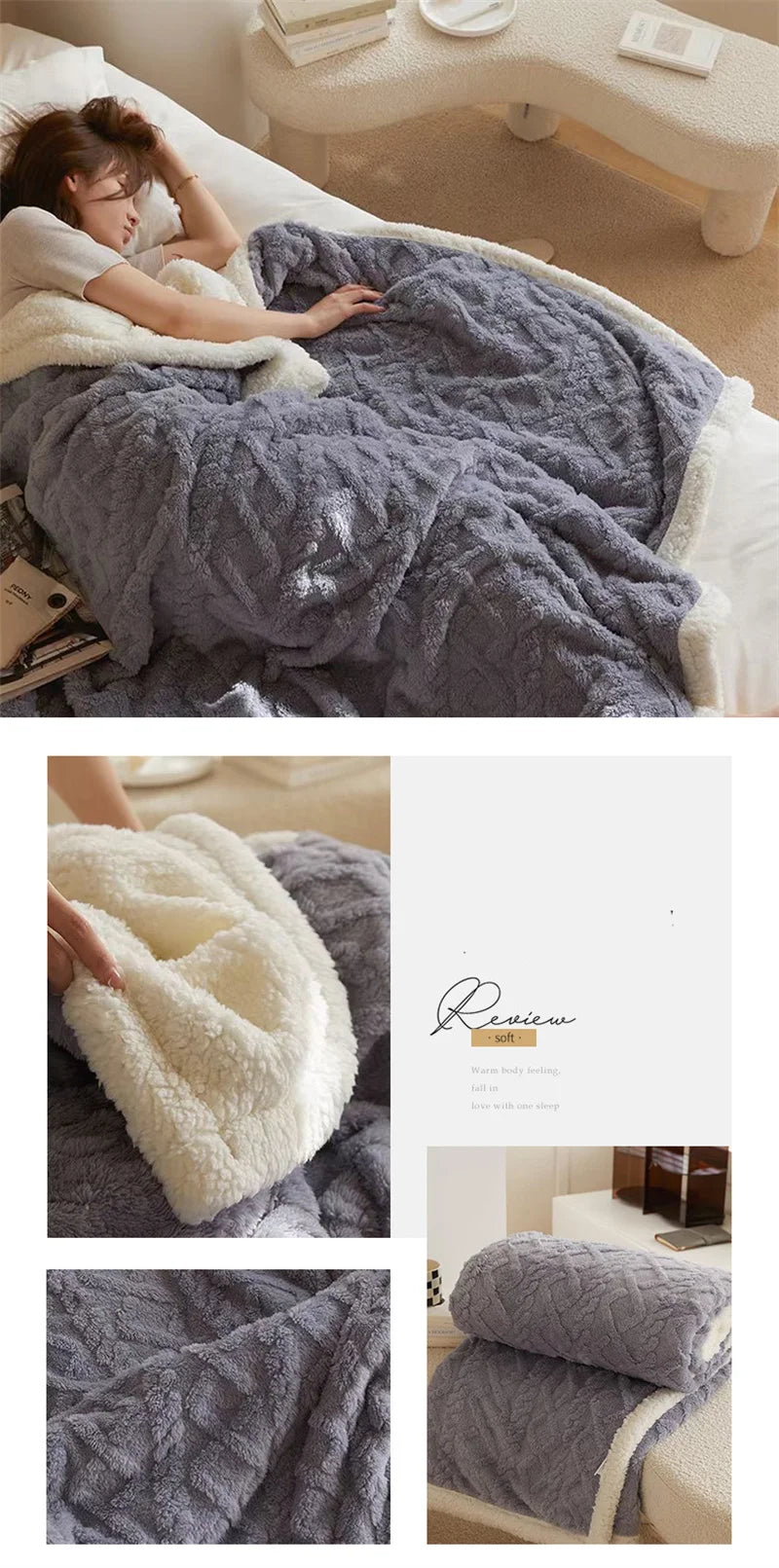 Double Thickened Throw Blanket Pile Tapestry Winter Warm Bed Cover Sofa Blanket Multifuntional Blanket Super Soft Cozy Blankets