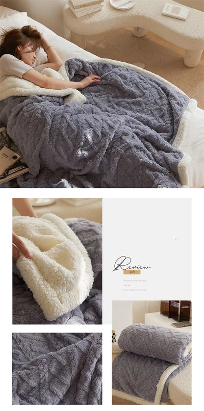 Double Thickened Throw Blanket Pile Tapestry Winter Warm Bed Cover Sofa Blanket Multifuntional Blanket Super Soft Cozy Blankets