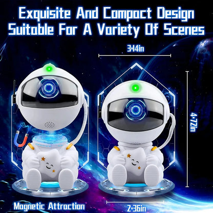 White astronaut LED projector with magnetic base for galaxy night light ceiling lamp bedroom mood lighting.