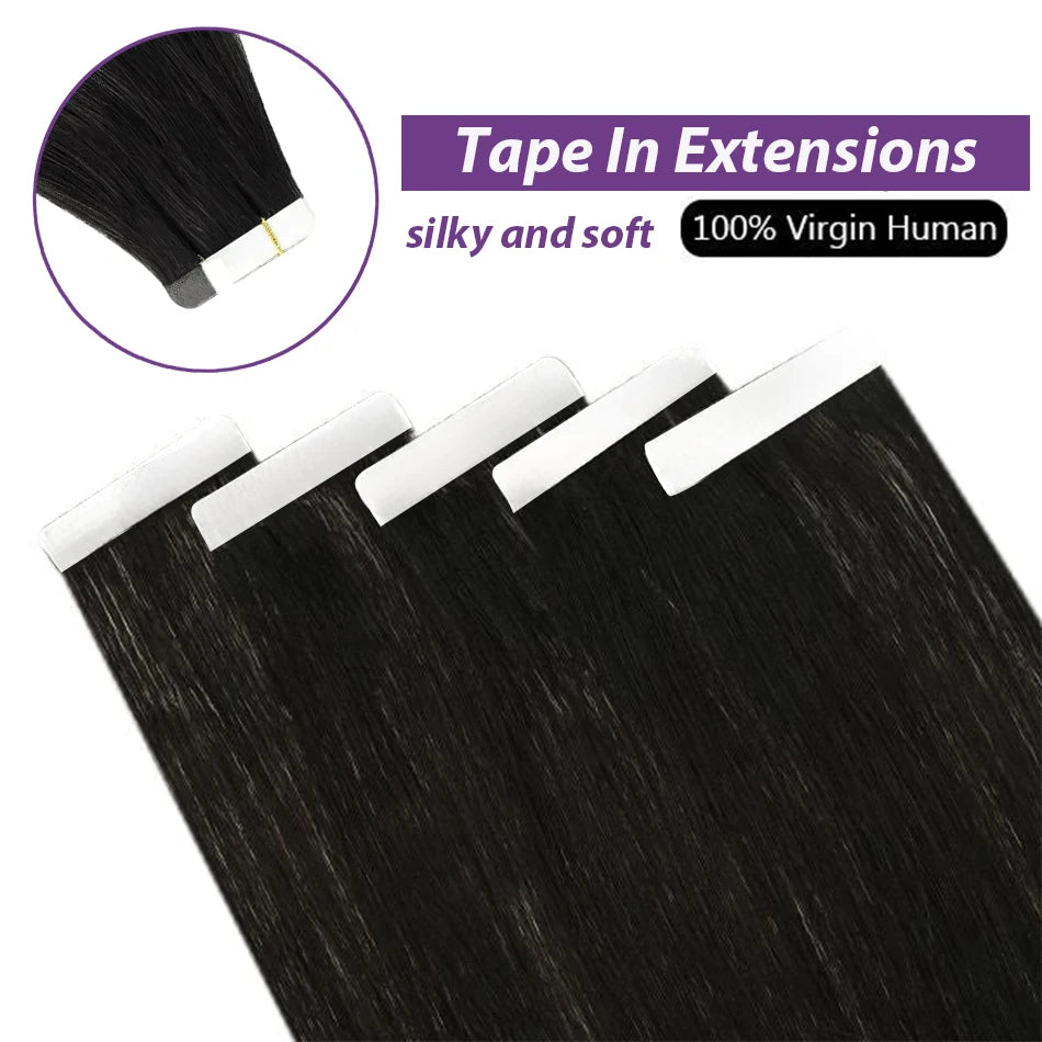 Straight Hair Extensions with Tape In Remy Hair Skin Weft
