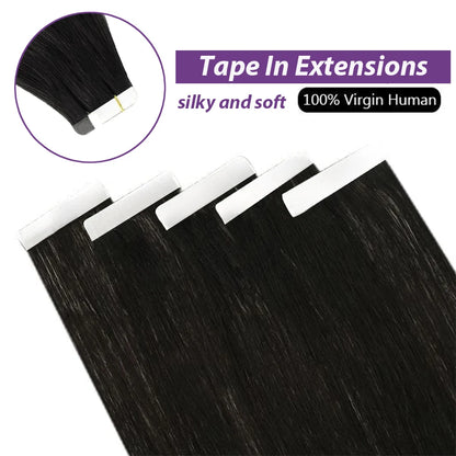 Straight Hair Extensions with Tape In Remy Hair Skin Weft