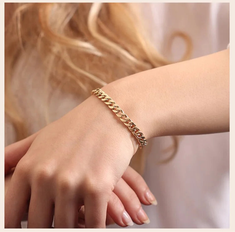 Stainless steel Cuban link chain bracelet