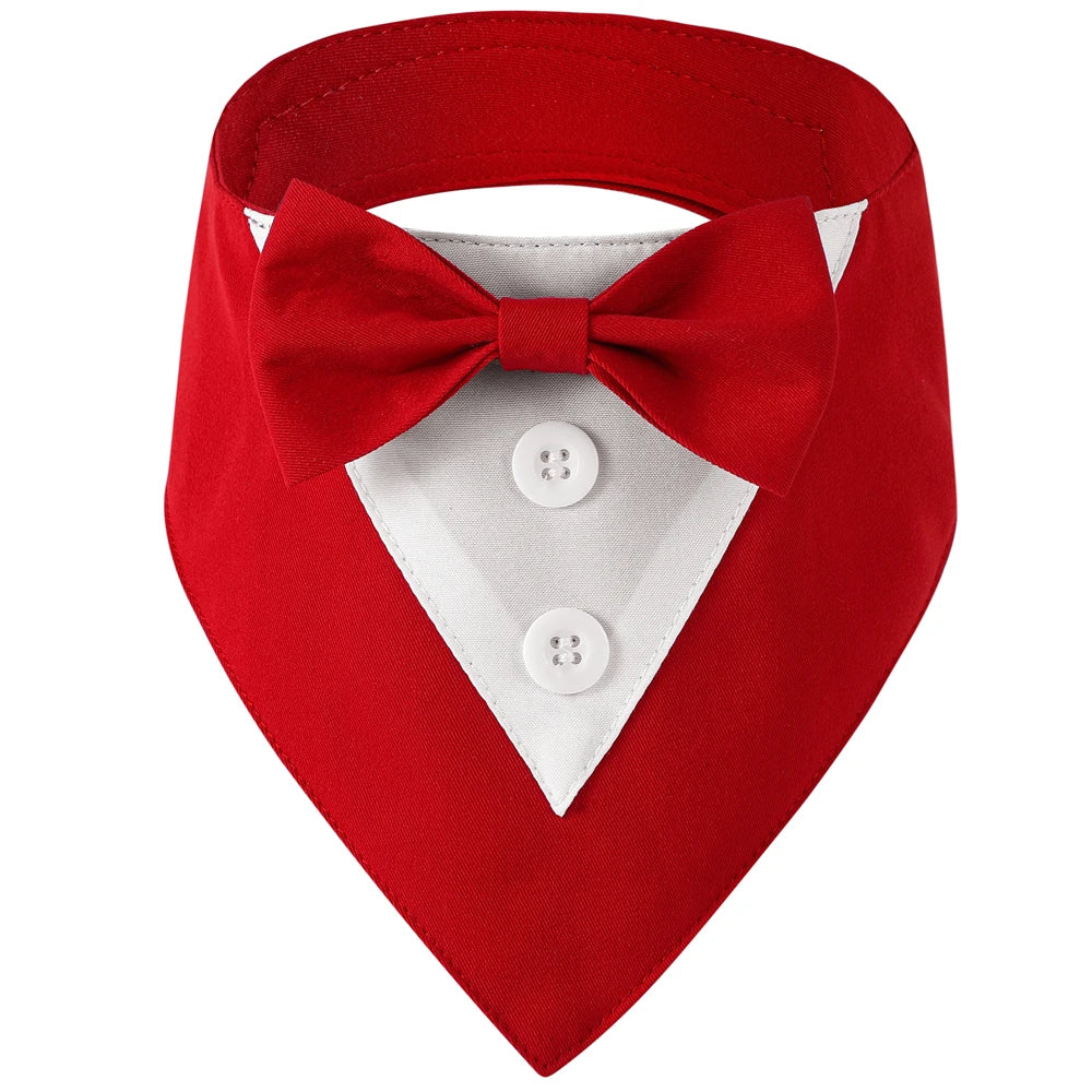 Wedding Big Dog Triangle Scarf with Bow Tie Handsome Pet Bandana for Small Large Dogs Golden Retriever Shepherd Labrador Bibs