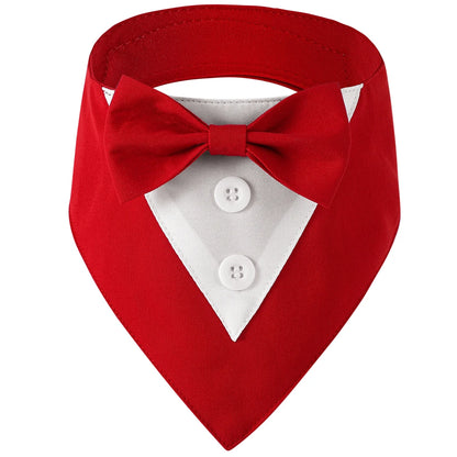 Wedding Big Dog Triangle Scarf with Bow Tie Handsome Pet Bandana for Small Large Dogs Golden Retriever Shepherd Labrador Bibs