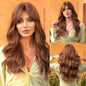 Brown Blonde Ombre Natural Hair Wigs for Women Long Wavy With Dark Roots Synthetic Wig for Women Heat Resistant Coaplay Wigs