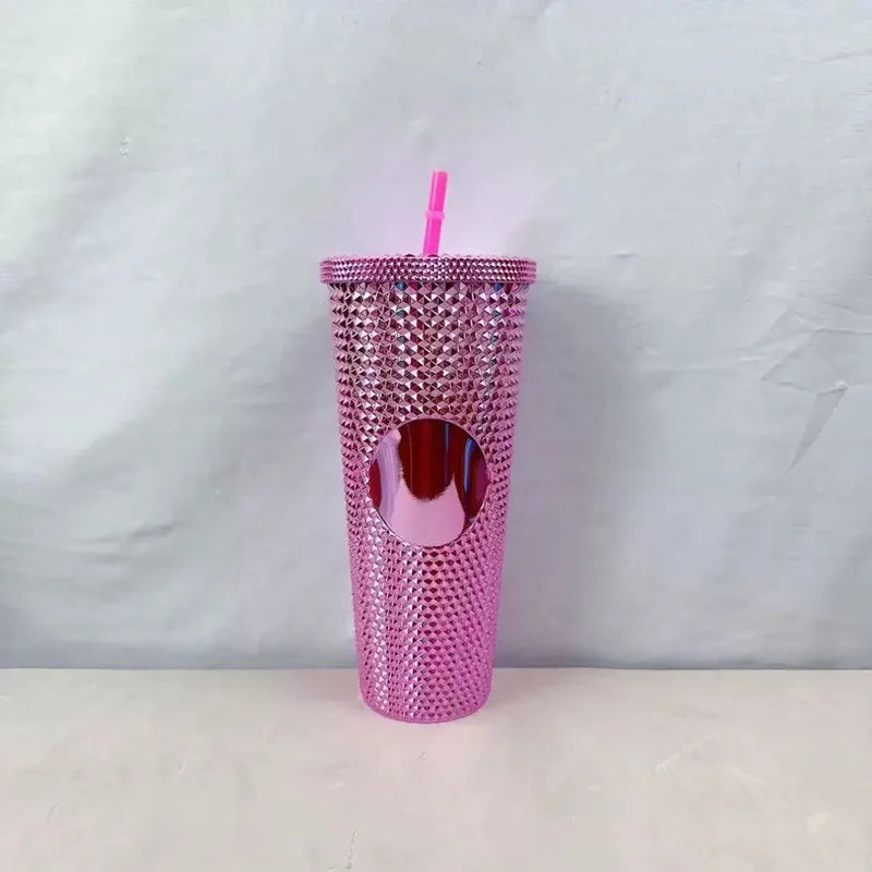 2026 Luxury Diamond Cold Cup Tumbler with Straw | Double Wall Iced Coffee Cup | Starbucks-Style Reusable Cup