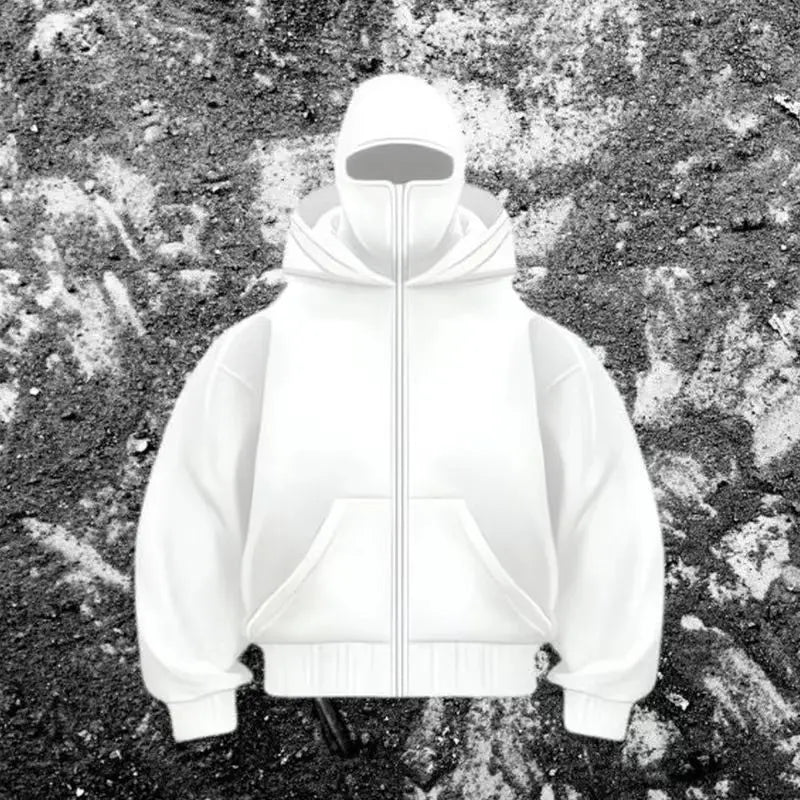Unisex Hooded Jacket with Double Hood and Zipper Closure in Loose Fit for Spring and Autumn