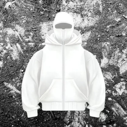 Unisex Hooded Jacket with Double Hood and Zipper Closure in Loose Fit for Spring and Autumn