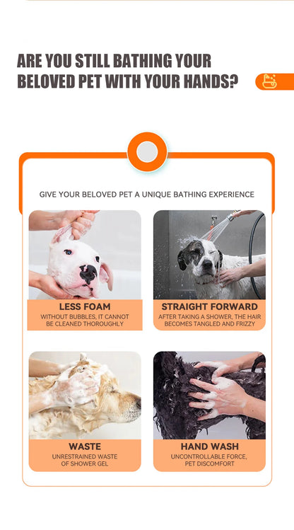 Pet Bath Brush With Soft Silicone Bristles And Dispenser For Dogs And Cats