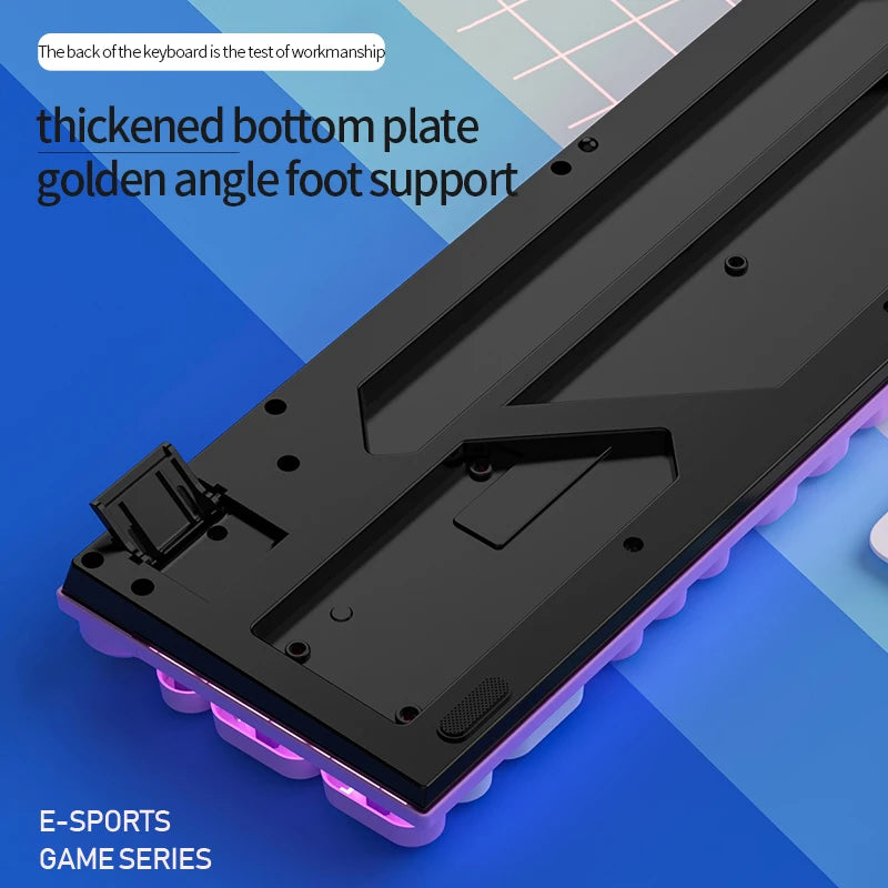 Mechanical typewriter keyboard underside featuring a thickened bottom plate and angled foot supports