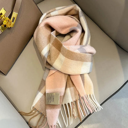 100% Wool Women Scarf Autumn Winter Vintage Preppy Style Plaid Wrap Scarve Pashmina Mujer Femme Foulard Bufanda Shawl Unisex Men