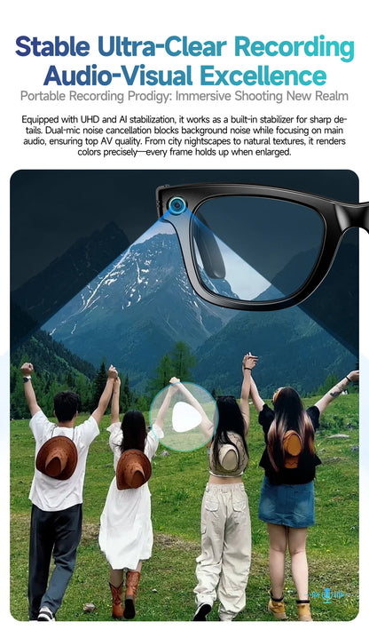 2026 Smart Glasses 8MP Camera WiFi Bluetooth Touch Control IP65 Waterproof AI Translation Noise Cancelling AI Glasses Women