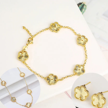 Silver Plated Rose Gold Clover Bracelet - Luxurious High Quality Jewelry for Women