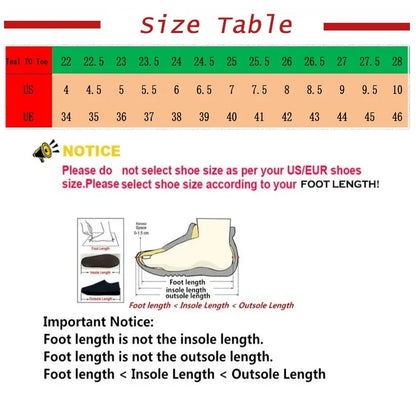Size table for women's snow boots, mapping foot length in centimeters to US and EU sizes, with measurement instructions.
