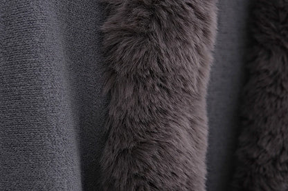 Double Layer Faux Fur Trim Womens Knitted Poncho Shawl Warm Cape Multiple Colors Ideal for Fall and Winter Daily and Formal Wear