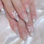 24pcs French Almond Press on Nails Simple False Nails Wearable Stick-on Nail Fake Nails Uñas Postizas Mujer Накладные Ногти 네일팁