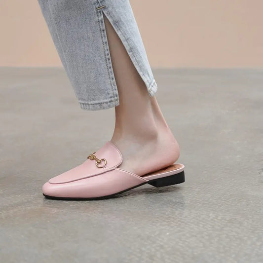 Breathable Mules Genuine Leather Upper for Summer Daily Wear Cushioned
