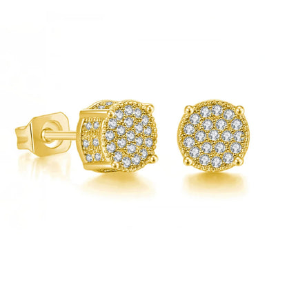 Luxury Exquisite Men's And Women's Earrings, Gold color And Silver color Inlaid Crystal Zircon Fashion Hip Hop Party Jewelry G