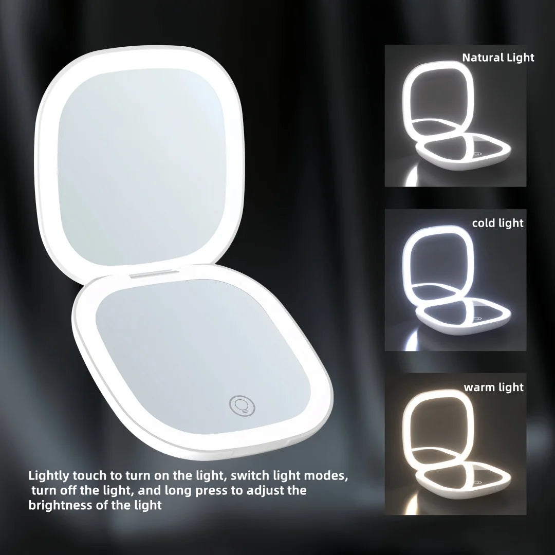 Makeup mirror with rechargeable LED lighting and touch control for tabletop vanity use