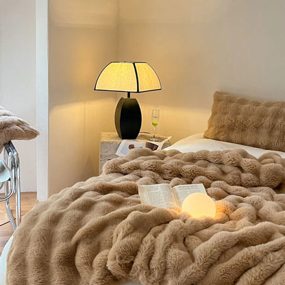 Luxury Faux Fur Rabbit Fur Thickened Blanket, Winter Soft Blanket Throw for Home Bed Sofa Cover 100X150cm 150X200cm 200X230cm