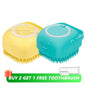 Pet Bath Brush With Soft Silicone Bristles And Dispenser For Dogs And Cats