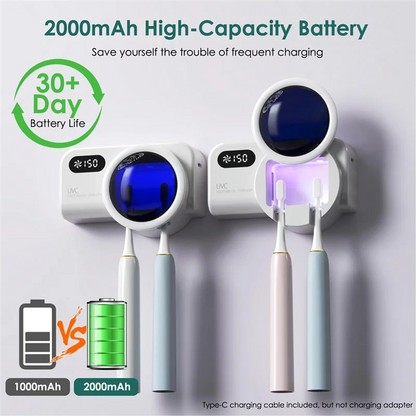 Smart Toothbrush Holder with Wall Mount and Rechargeable Cleaner