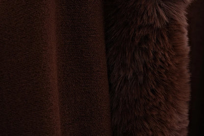 Double Layer Faux Fur Trim Womens Knitted Poncho Shawl Warm Cape Multiple Colors Ideal for Fall and Winter Daily and Formal Wear