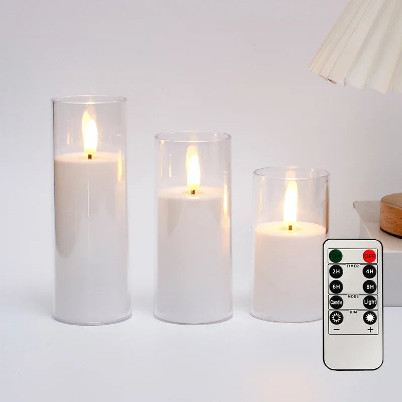 Flameless Candle Set with Remote Timer for Weddings and Parties