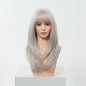 ALAN EATON Long Blonde Wigs for Women Synthetic Hair Wig with Fringe Ombre Color with Dark Roots Layered Wigs Heat Resistant