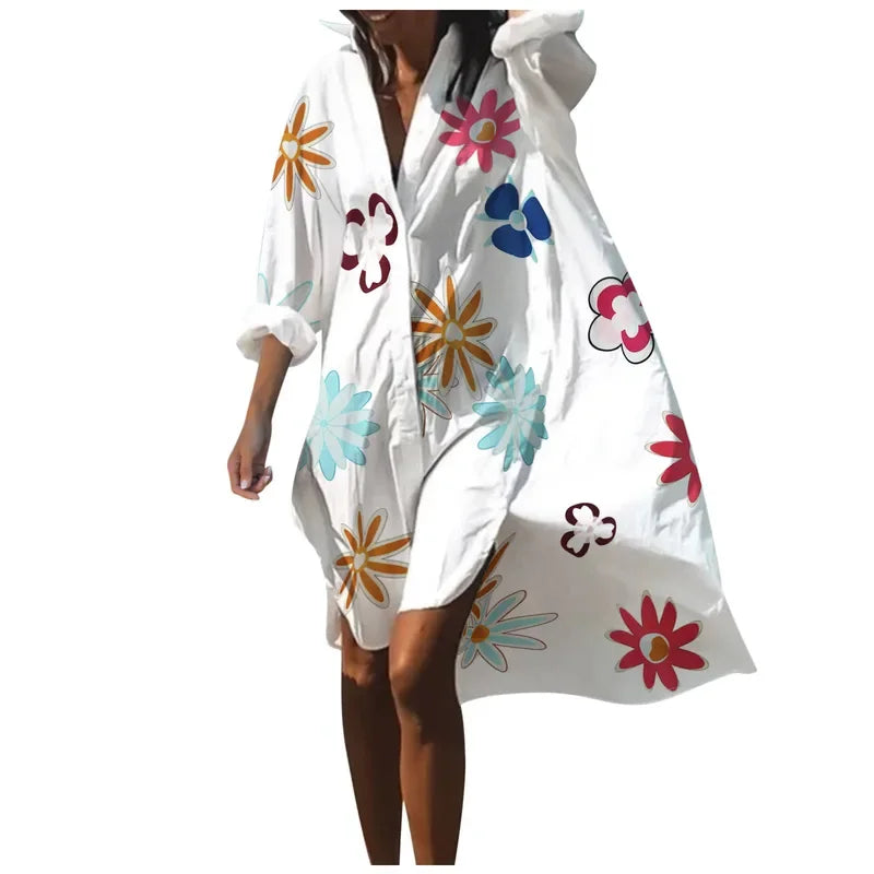 Women's Boho V-Neck Beach Cover-Up with Long Sleeves