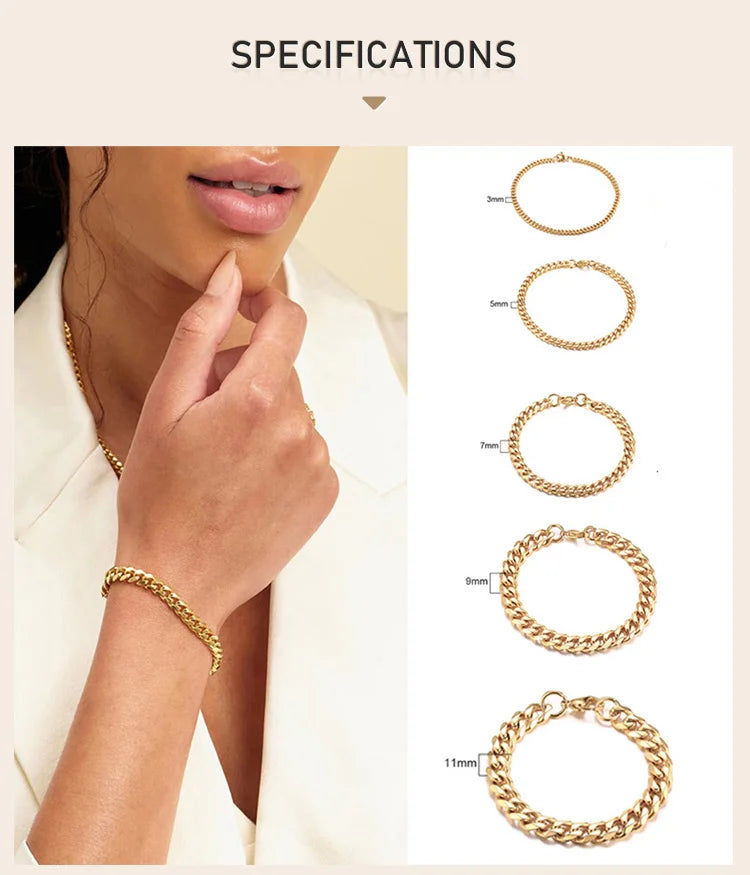 Stainless steel Cuban link chain bracelet