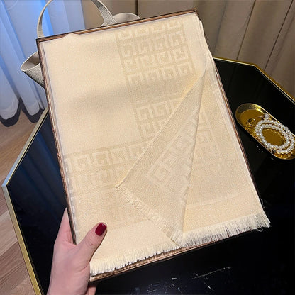 Women's Elegant Silky Scarf Shawl with Tatting Weave Detail