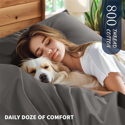 Soft Cotton Bedding Set with 800 Thread Count Duvet Cover and Sheets