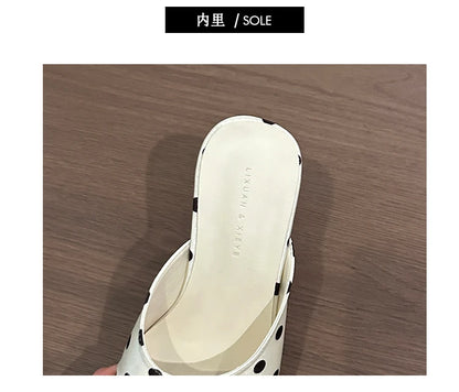 White polka dot wedge heel sandals with cushioned PU insole for casual wear.